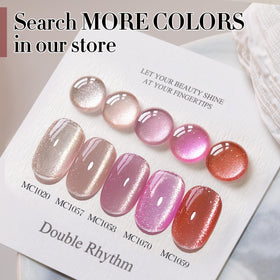 Double Rhythm Cat Eye Gel Polish bottle in a nail art setup