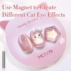 Double Rhythm Cat Eye Gel Polish bottle with holographic glitter