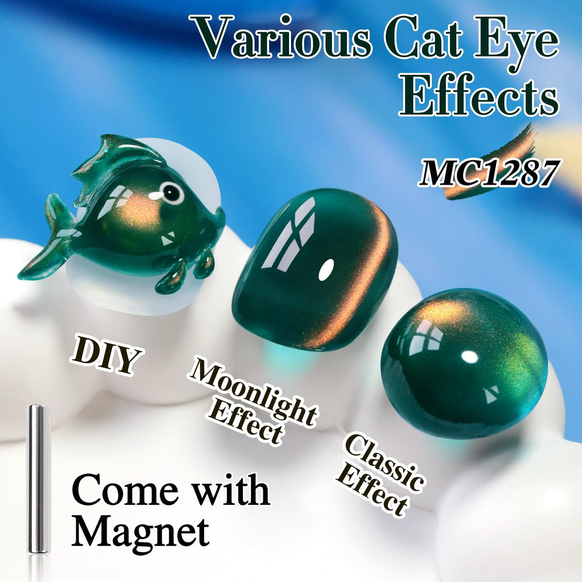 Double Rhythm Cat Eye Gel Polish bottle with holographic glitter