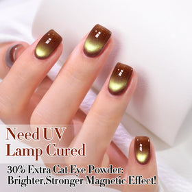 Double Rhythm Cat Eye Gel Polish Burnt Amber with base colours