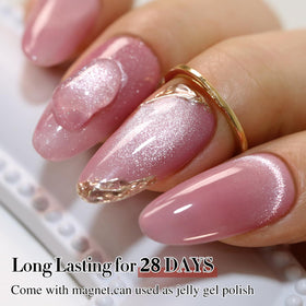 Double Rhythm Cat Eye Gel Polish curing under UV lamp