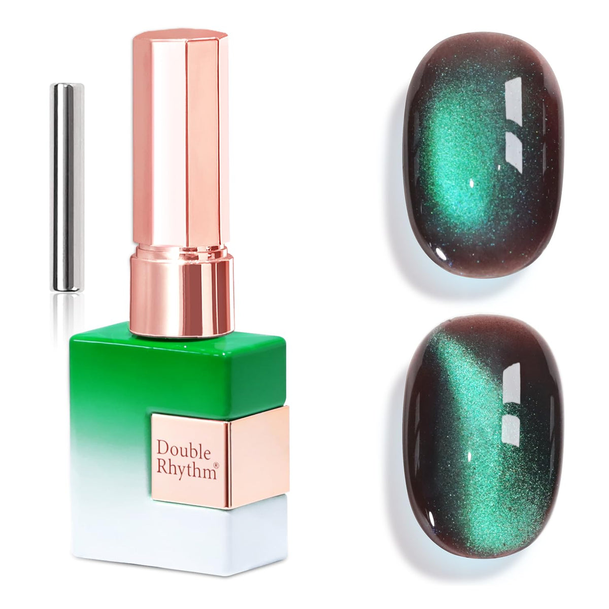Double Rhythm Cat Eye Gel Polish Dark Teal 15ml bottle front view