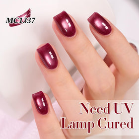 Double Rhythm Cat Eye Gel Polish Dusty Rose with various base colours