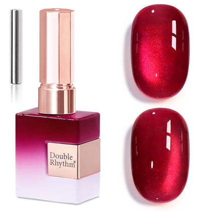 Double Rhythm Cat Eye Gel Polish Magic Burgundy Red 15ml bottle front view