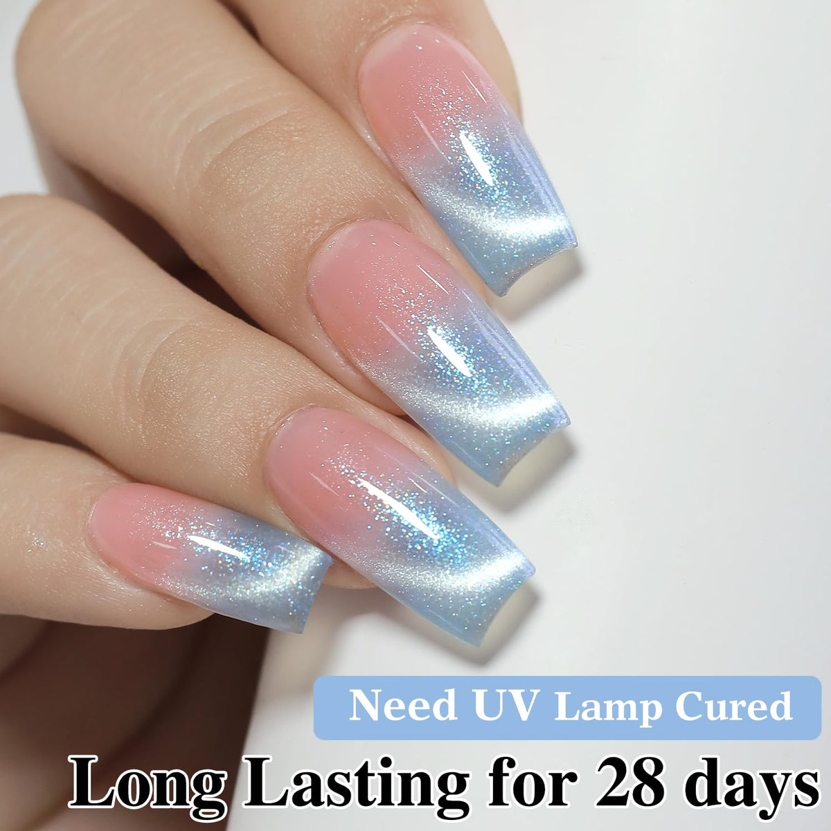 Double Rhythm Cat Eye Gel Polish Mermaid Blue showing texture