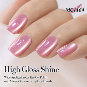 Double Rhythm Cat Eye Gel Polish Mermaid Pink nail art designs