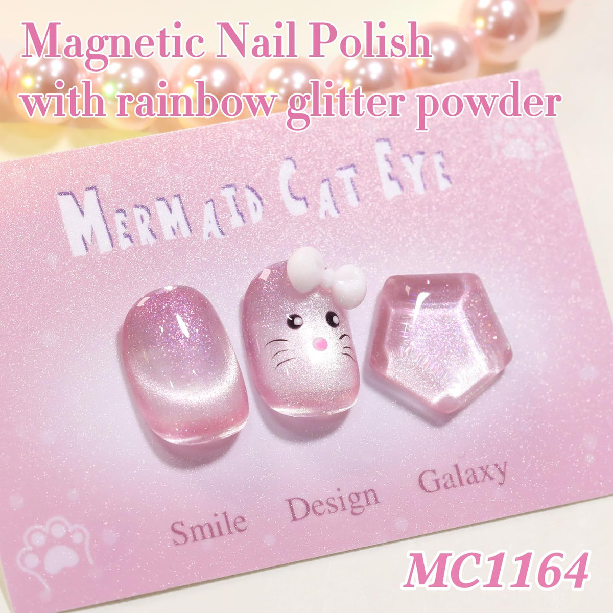 Double Rhythm Cat Eye Gel Polish Mermaid Pink with glitter effect