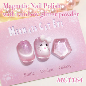 Double Rhythm Cat Eye Gel Polish Mermaid Pink with glitter effect