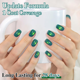 Double Rhythm Cat Eye Gel Polish Mint Blue with UV lamp