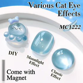 Double Rhythm Cat Eye Gel Polish Mist Blue bottle with holographic shimmer