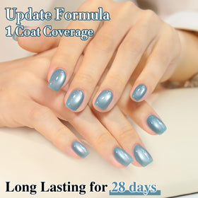 Double Rhythm Cat Eye Gel Polish Mist Blue with nail art tools