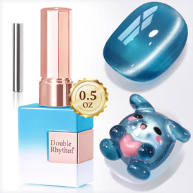 Double Rhythm Cat Eye Gel Polish Ocean Blue 15ML front view