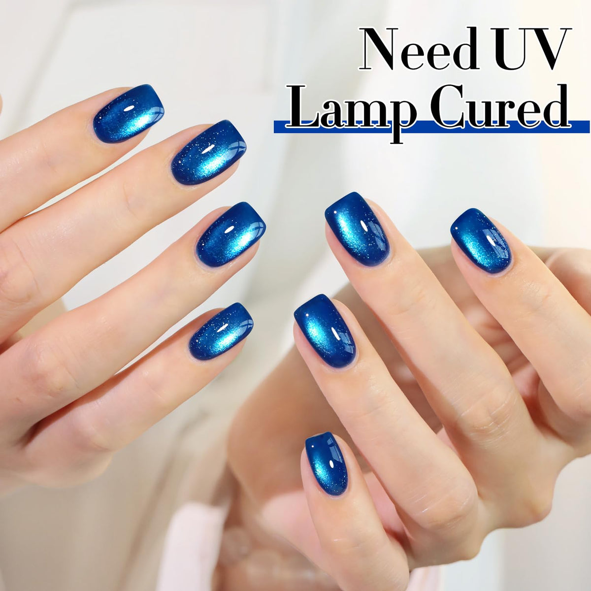 Double Rhythm Cat Eye Gel Polish on nails with shimmer