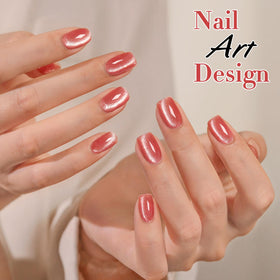 Double Rhythm Cat Eye Gel Polish Rose Peach in a nail art setting
