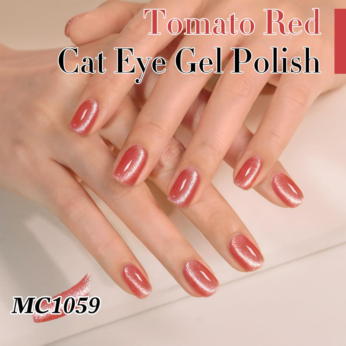 Double Rhythm Cat Eye Gel Polish Rose Peach swatch on nails
