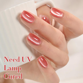 Double Rhythm Cat Eye Gel Polish Rose Peach with glitter effect
