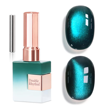 Double Rhythm Cat Eye Gel Polish Teal Turquoise front view