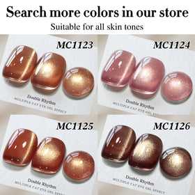 Double Rhythm Cat Eye Gel Polish with different base colours