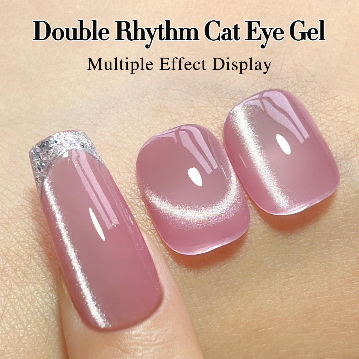 Double Rhythm Cat Eye Gel Polish with different base colours displayed