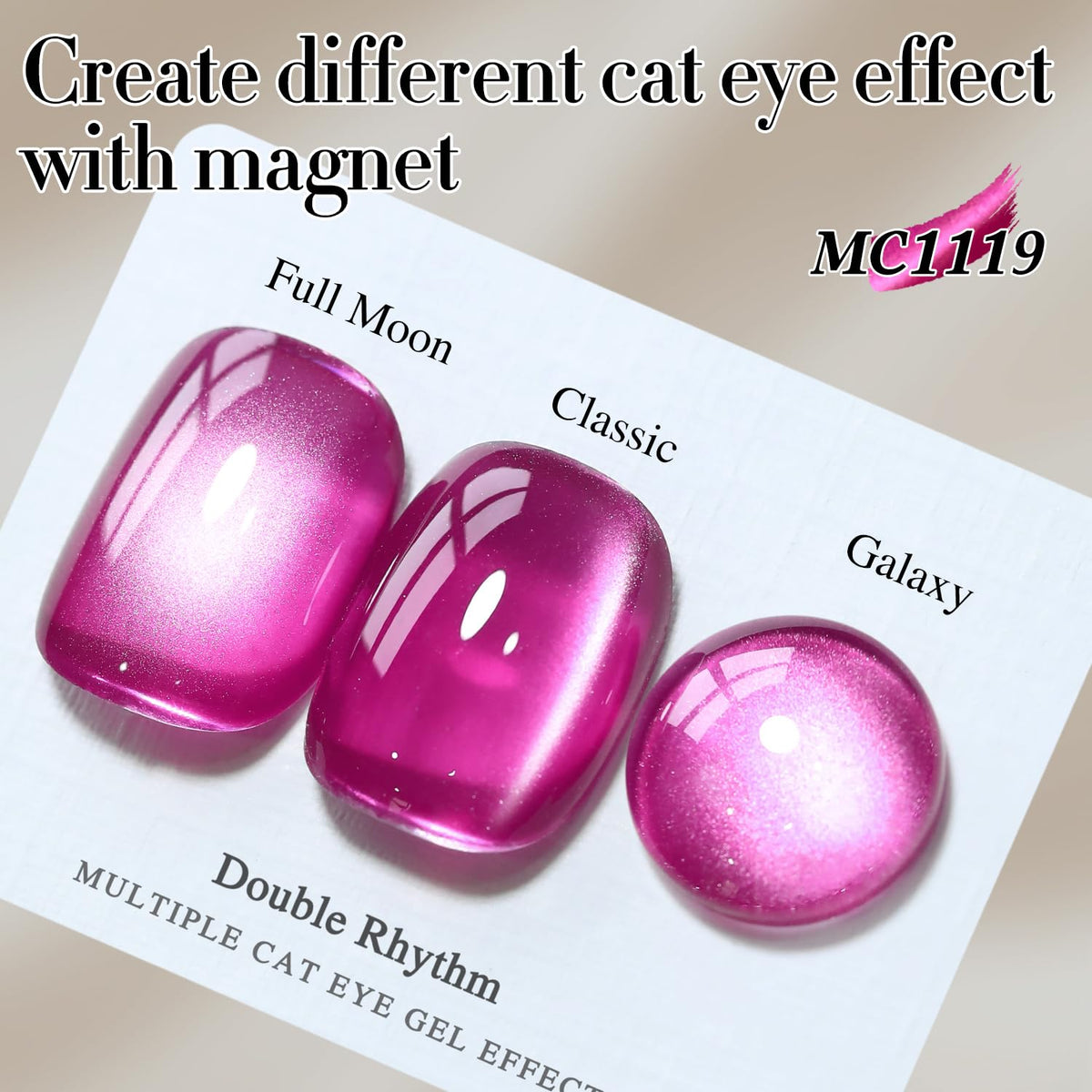 Double Rhythm Cat Eye Gel Polish with holographic glitter effect