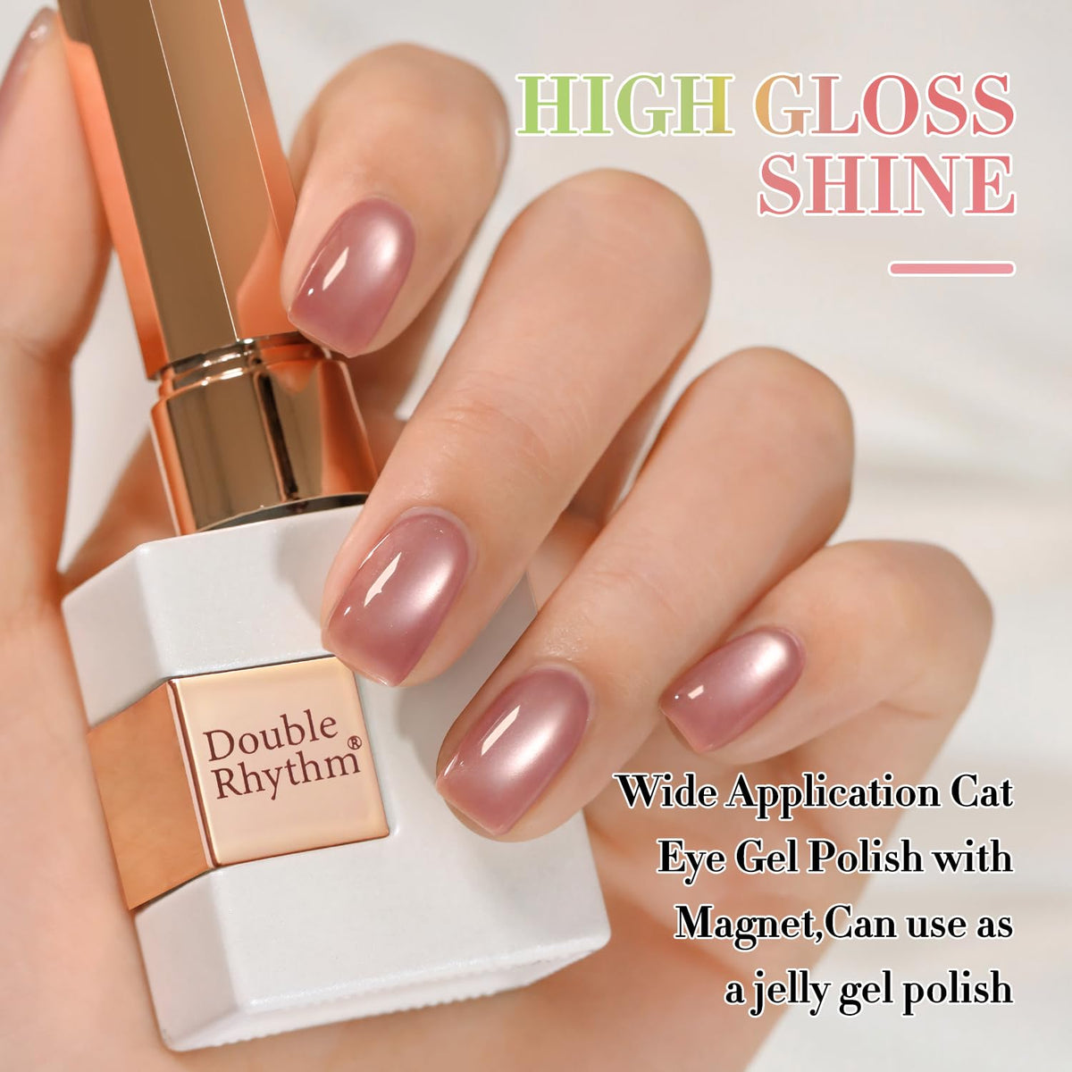 Double Rhythm Cat Eye Gel Polish with UV lamp setup