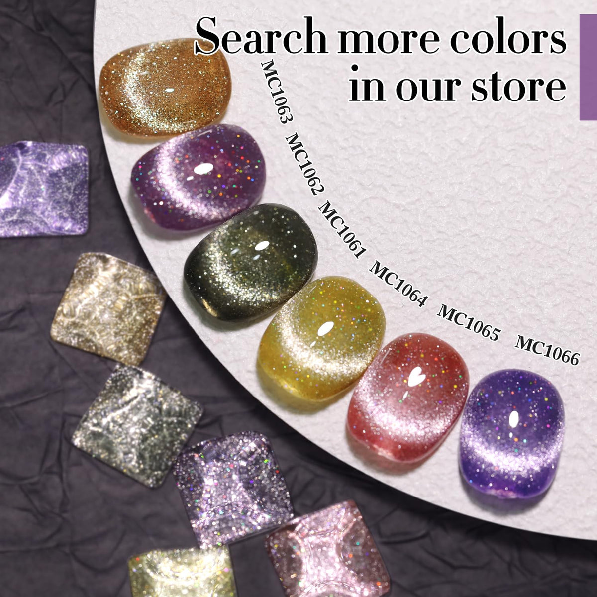 Double Rhythm Cat Eye Gel Polish with various base colours