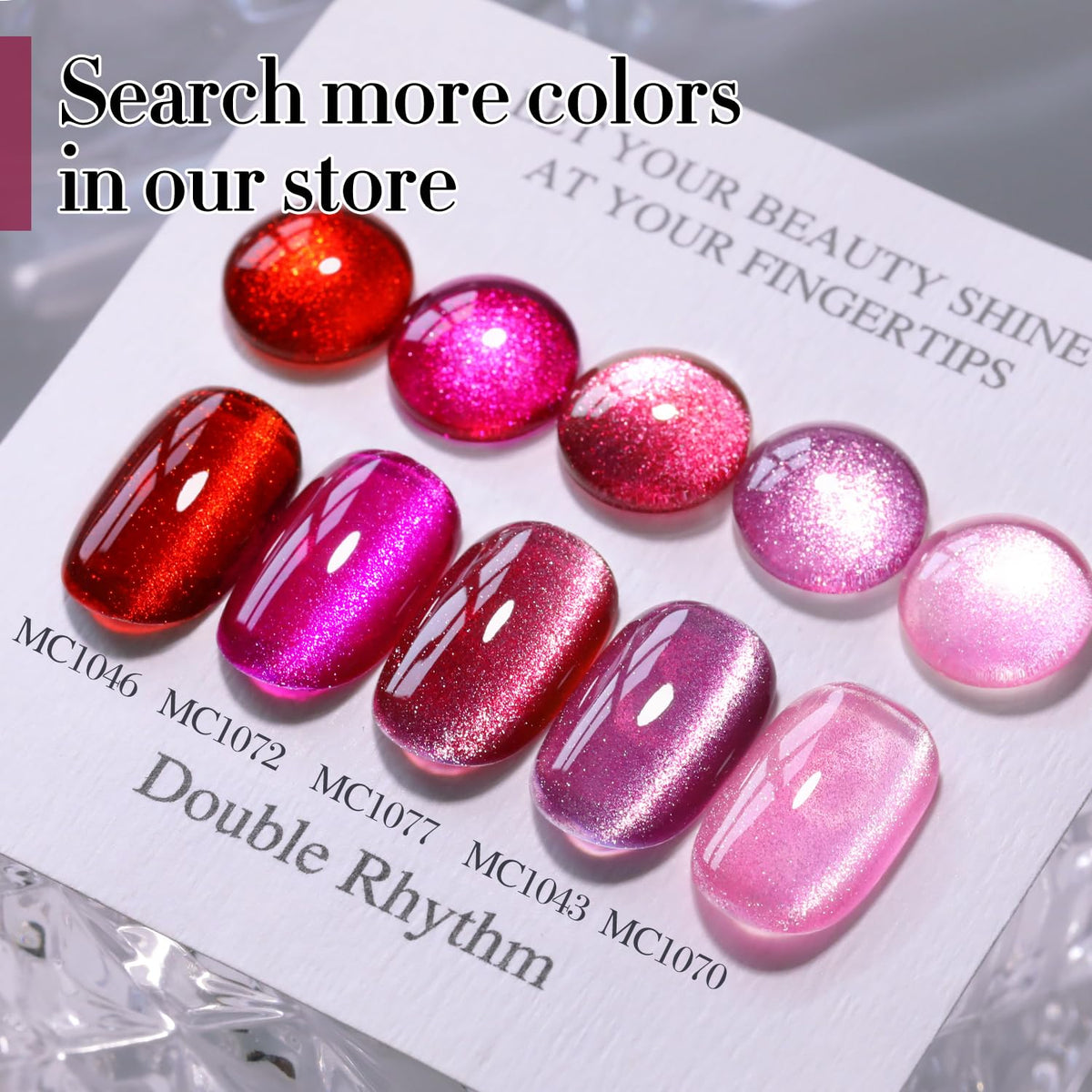 Double Rhythm Cat Eye Gel Polish with various base colours