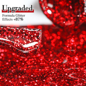 Double Rhythm Cherry Red Glitter Gel Polish with nail tools