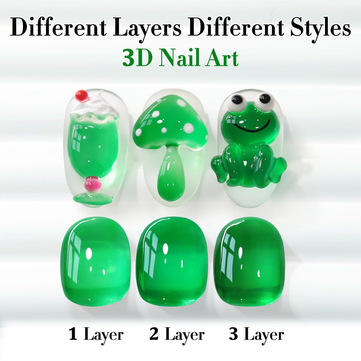 Double Rhythm Crystal Green Jelly Gel Polish with base and top coat
