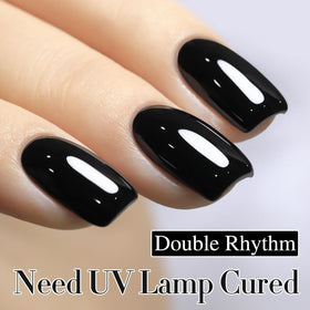 Double Rhythm Gel Nail Polish 15ML Black-A1015 applied on nails