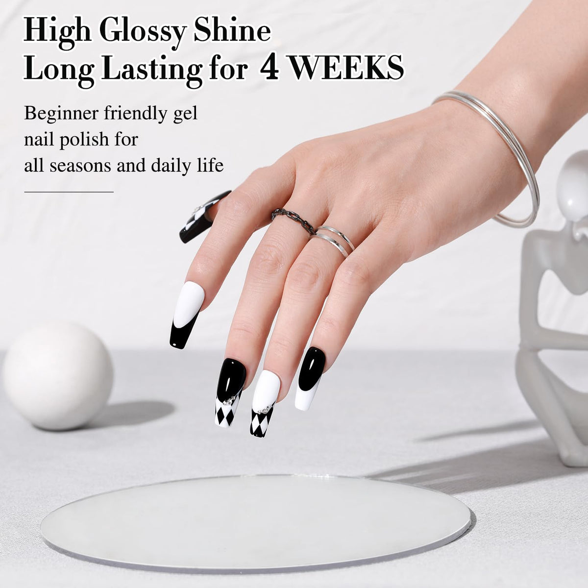 Double Rhythm Gel Nail Polish 15ML Black-A1015 swatch on nail