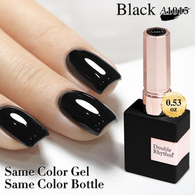 Double Rhythm Gel Nail Polish 15ML Black-A1015 with base and top coat