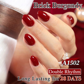 Double Rhythm Gel Nail Polish 15ml Brick Burgundy bottle side view