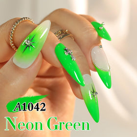 Double Rhythm Gel Nail Polish 15ML Bright Green A1042 applied on nails