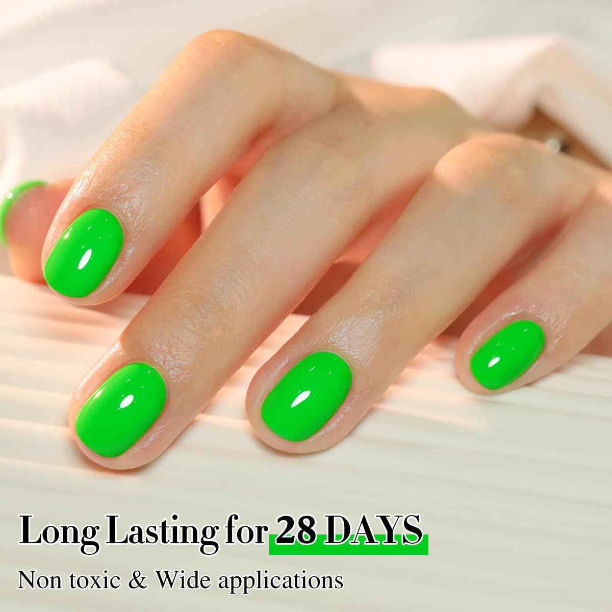 Double Rhythm Gel Nail Polish 15ML Bright Green A1042 with base and top coat