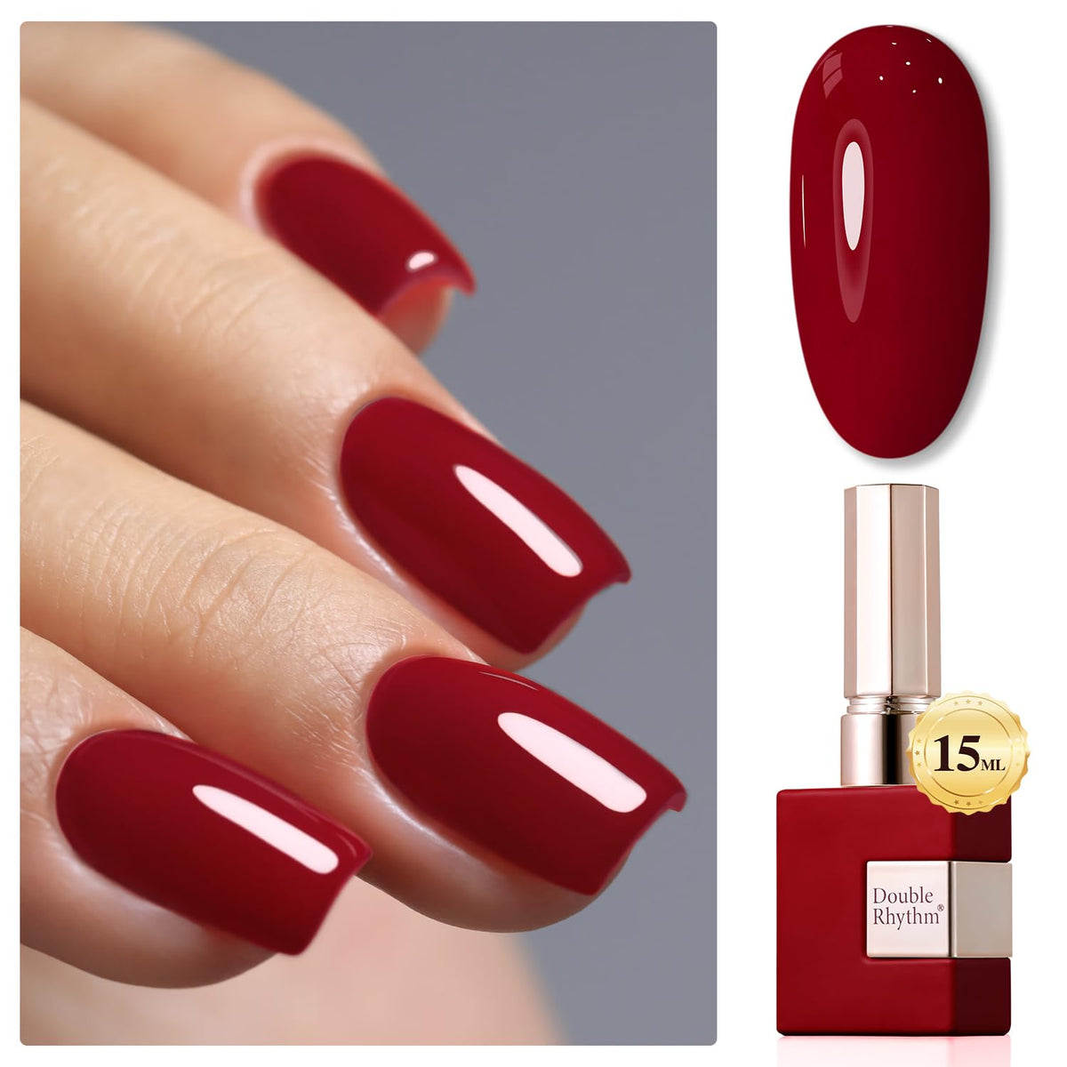 Double Rhythm Gel Nail Polish 15ML Dark Red A1104 front view