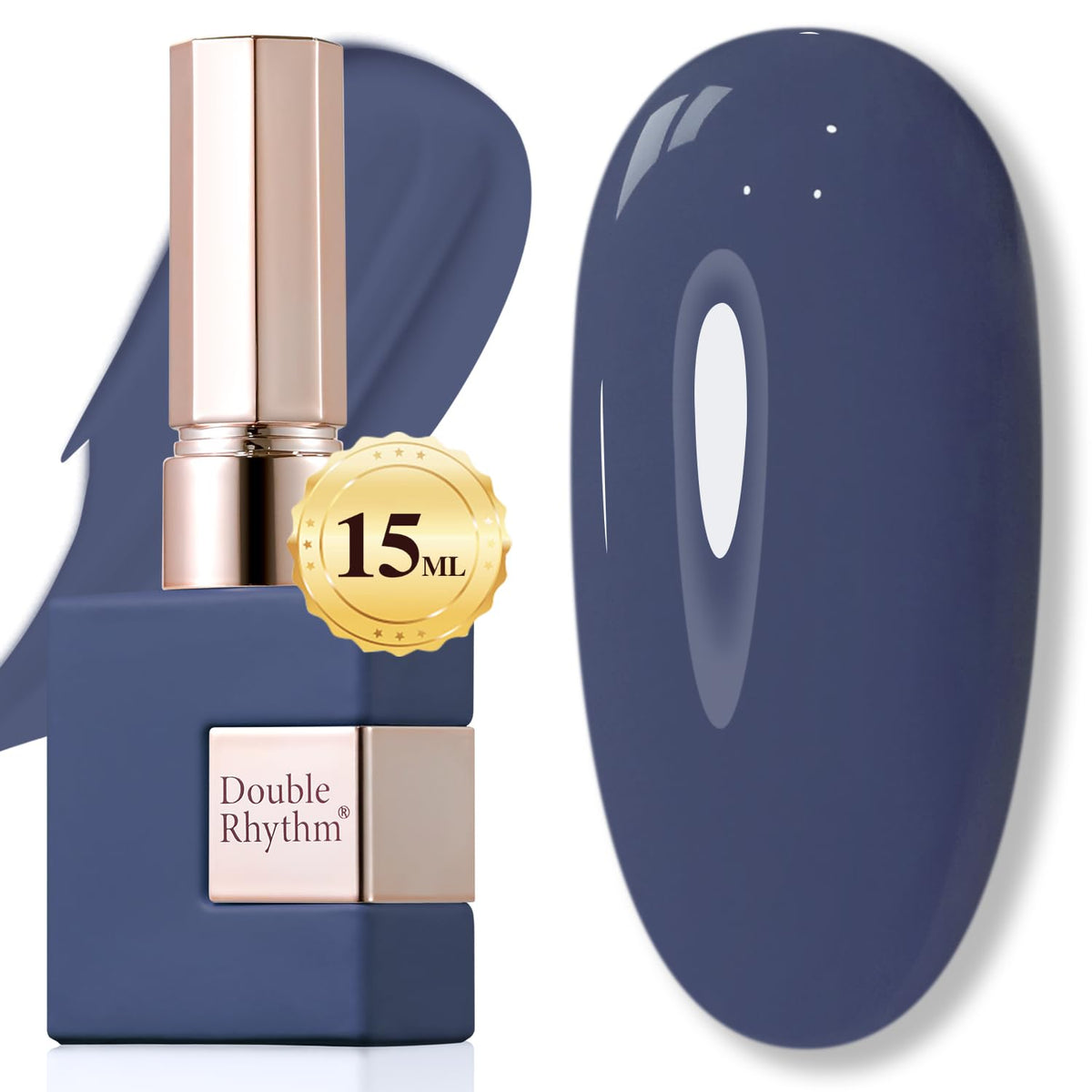 Double Rhythm Gel Nail Polish 15ML Deep Blue Gray front view