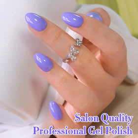 Double Rhythm Gel Nail Polish 15ml Deep Lavender alongside nail tools