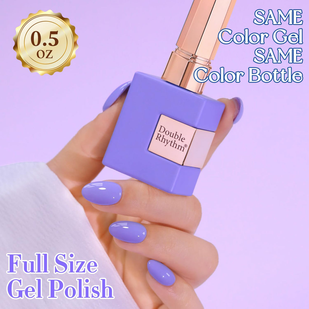 Double Rhythm Gel Nail Polish 15ml Deep Lavender in a nail art setup