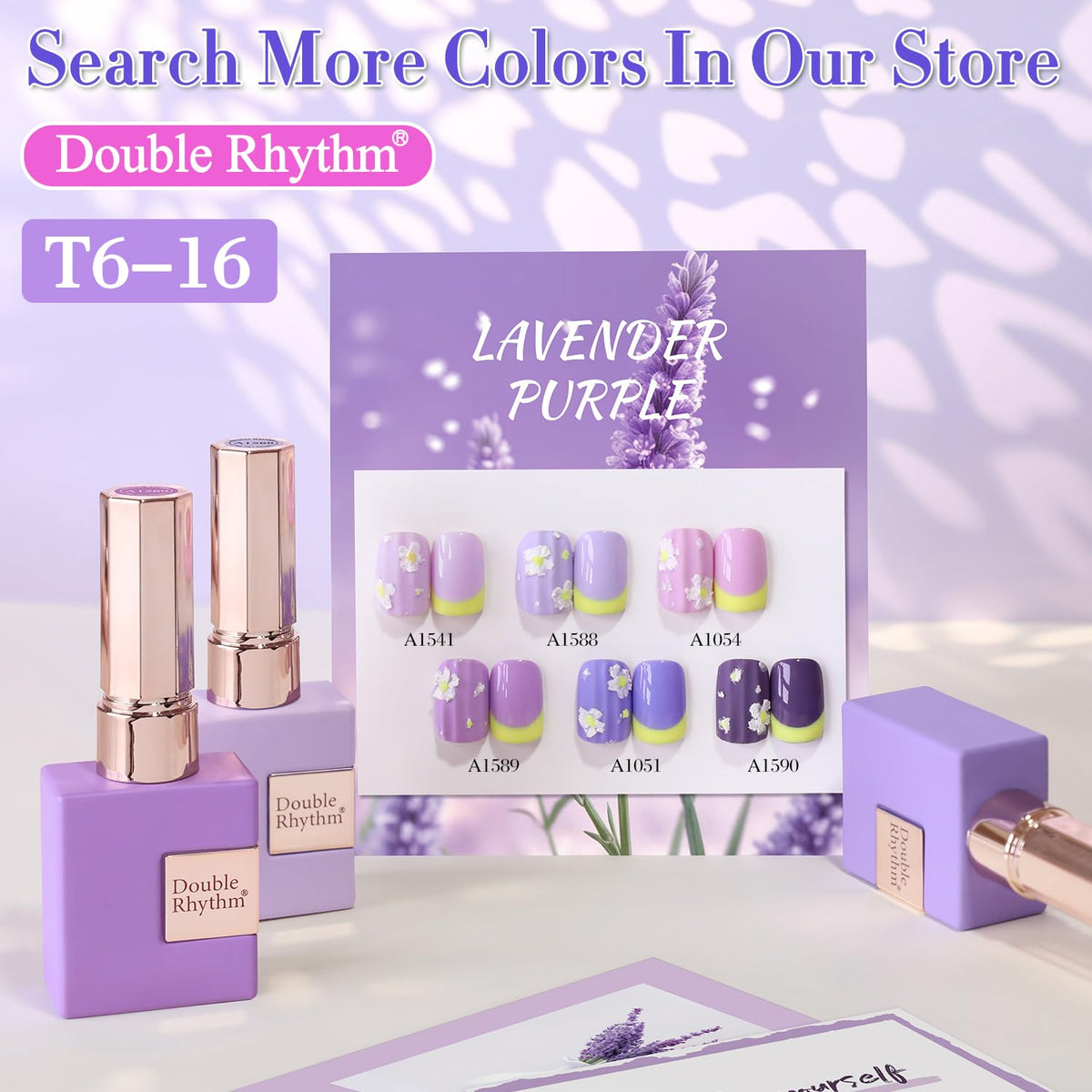 Double Rhythm Gel Nail Polish 15ml Deep Lavender with UV lamp
