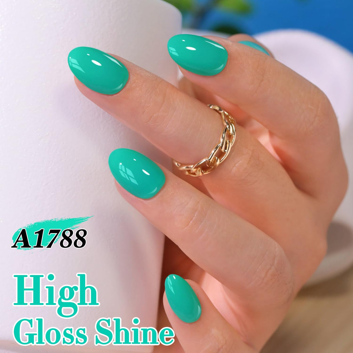 Double Rhythm Gel Nail Polish 15ML Deep Mint A1788 with base and top coat