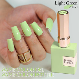 Double Rhythm Gel Nail Polish 15ML Green-A1391 application on nails