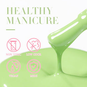 Double Rhythm Gel Nail Polish 15ML Green-A1409 in a nail art setup