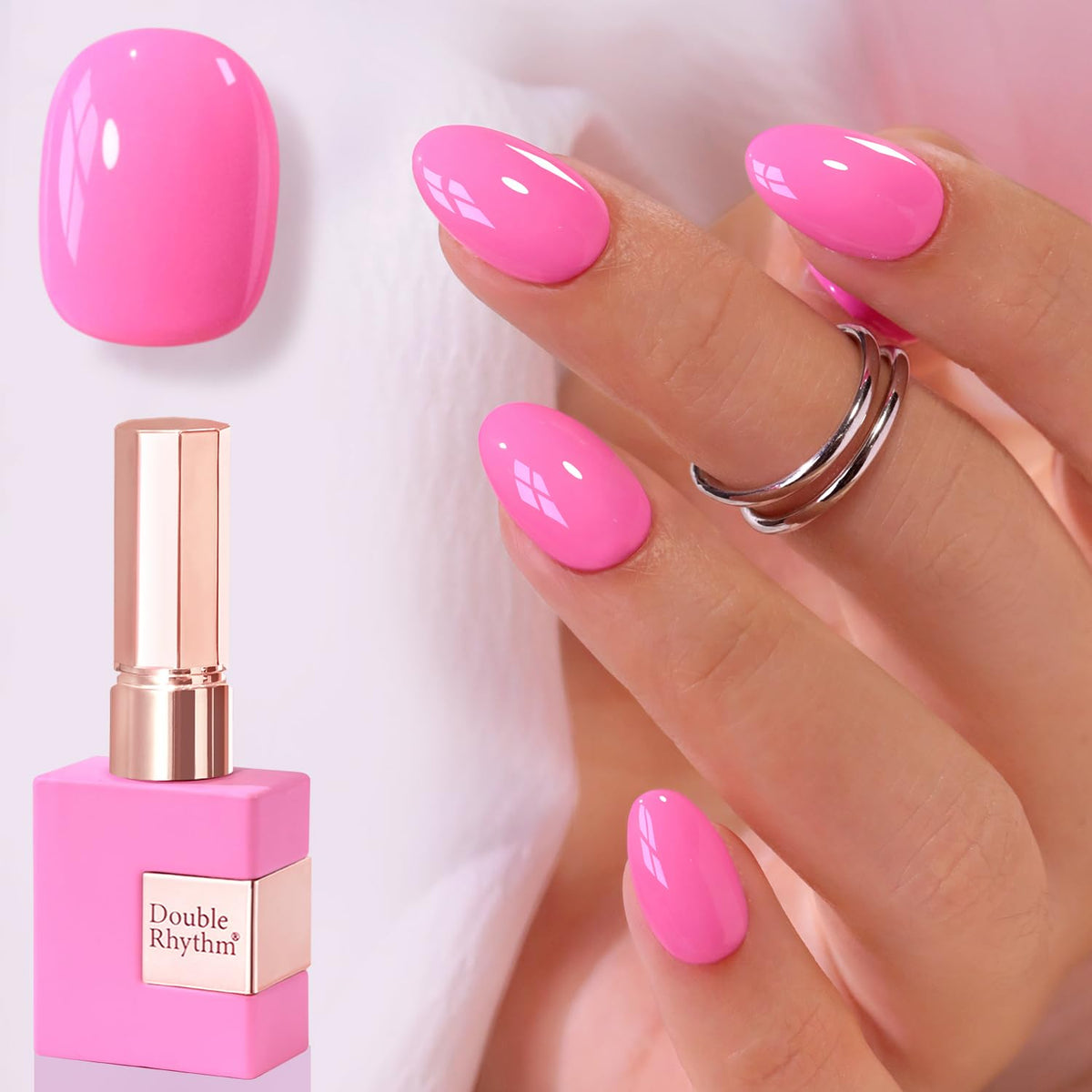 Double Rhythm Gel Nail Polish 15ml Light Milky Pastel Pink bottle front view