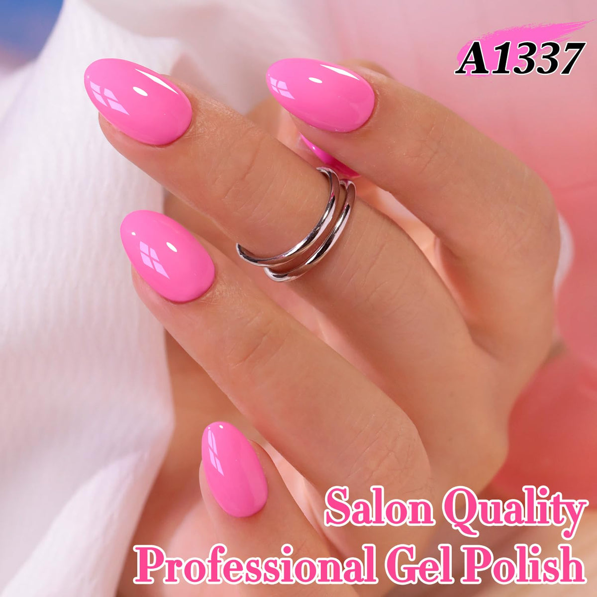 Double Rhythm Gel Nail Polish 15ml Light Milky Pastel Pink in a nail art setup