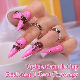 Double Rhythm Gel Nail Polish 15ml Light Milky Pastel Pink with base and top coat