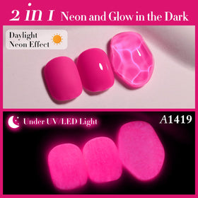 Double Rhythm Gel Nail Polish 15ML Neon Hot Pink applied on nails