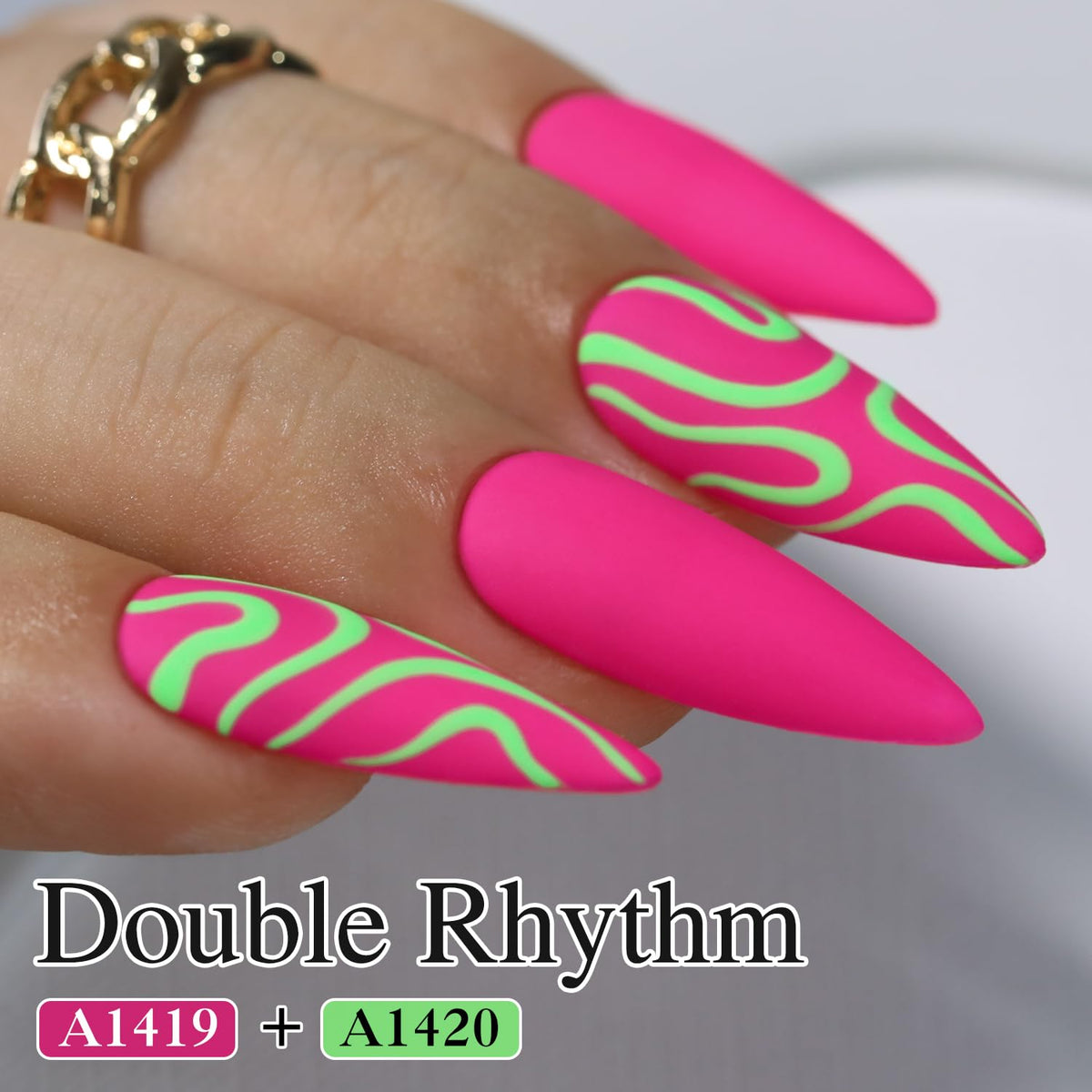 Double Rhythm Gel Nail Polish 15ML Neon Hot Pink bottle with cap