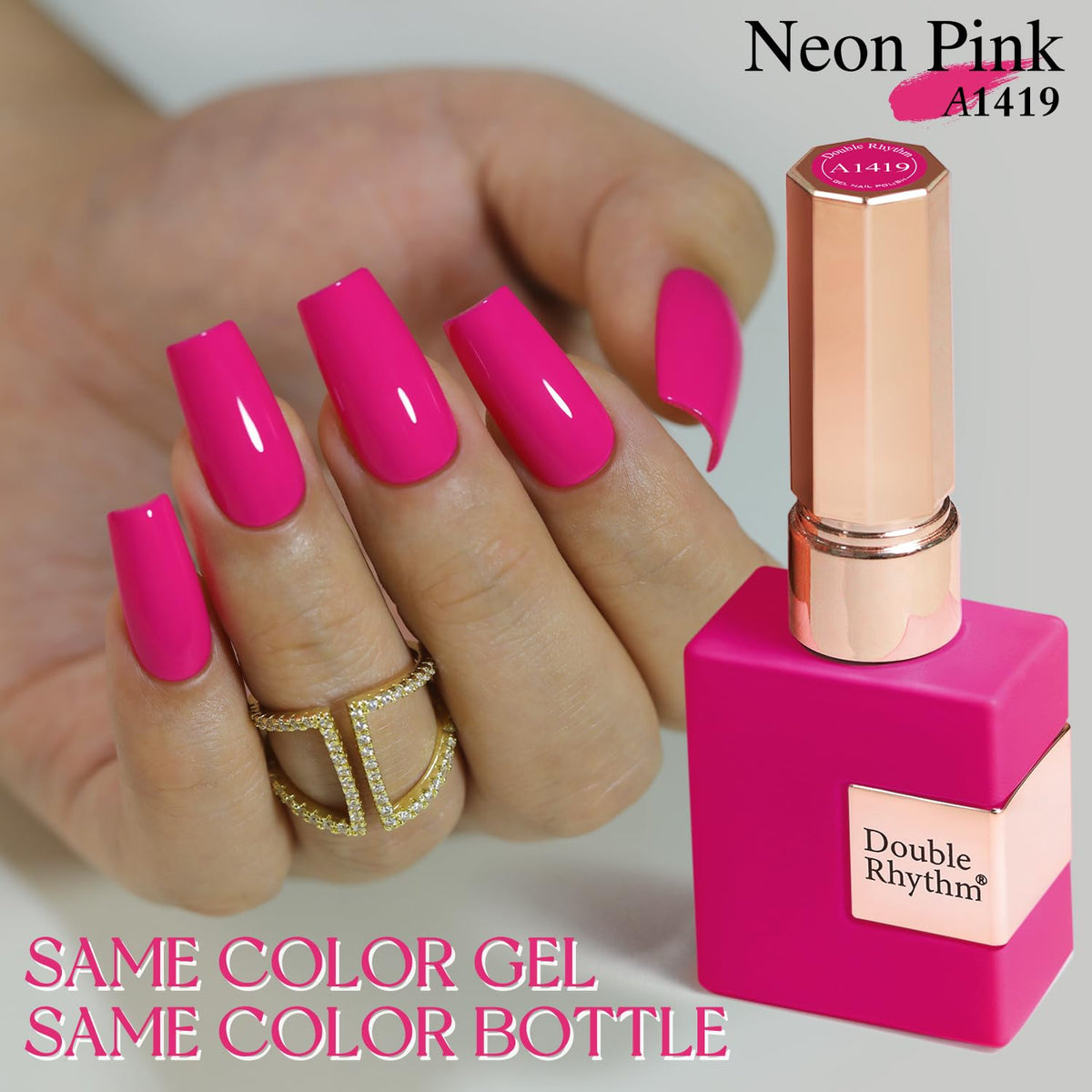 Double Rhythm Gel Nail Polish 15ML Neon Hot Pink in lifestyle setting