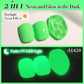Double Rhythm Gel Nail Polish 15ML Neon Light Green applied nails